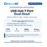 USB Hub Type C 7in1 Dual Head USB 3.0 2.0 PD 60W Aluminium MacBook ASUS Lenovo Laptop - foto 5