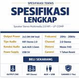 Speaker Stereo Mini Multimedia Laptop PC Komputer USB 2.0 Suara Jernih Bass HiFi Garansi 1 Tahun - foto 3
