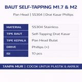 10pcs Baut M1.7 M2 Stainless Steel SS304 Drat Kasar Runcing Self-Tapping Philips Plus Sekrup 1.7mm - foto 6