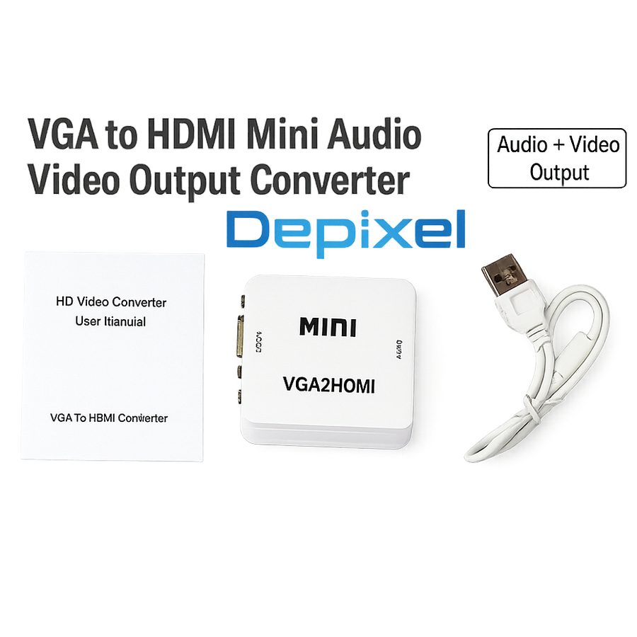 Konverter VGA to HDMI Active Mini Audio Video Output Adapter PC ke TV Projector Converter DC 5v