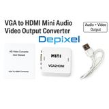 Konverter VGA to HDMI Active Mini Audio Video Output Adapter PC ke TV Projector Converter DC 5v - foto 1