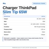 Charger Adaptor Casan ThinkPad L440 L460 L470 L490 L560 E431 E450 E460 E480 E490 Slim Tip 65W - foto 4
