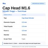 Baut L Hex M1.6 Carbon Steel DIN912 Cap Head 5pcs Screw Sekrup 1.6mm Hitam - foto 3