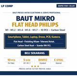 Baut Kecil Mikro M1 M1.2 M1.4 M1.6 M1.7 Flat Head Philips Carbon Steel Hitam 10pcs Screw - foto 2