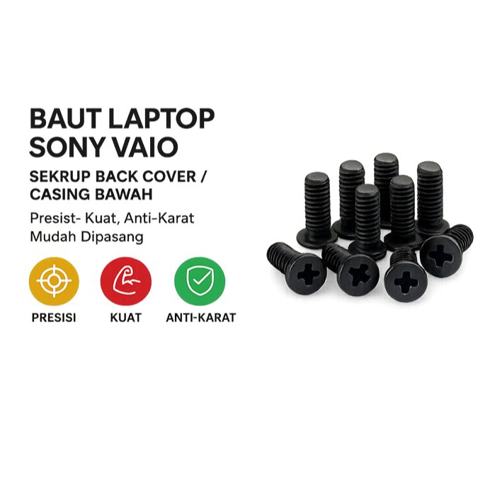Baut Sekrup Laptop Sony Vaio Back Cover Casing Bawah Screw Pengganti Anti Karat Berbagai Model