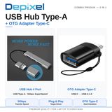 OTG Type C USB Hub Depixel High Speed 1x USB 3.0 3x USB 2.0 Kompatibel Laptop Garansi 1 Tahun - foto 2