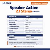 Speaker Active 2.1 Stereo Subwoofer USB 3.5mm Audio Jack Bass PC Laptop Komputer Garansi 1 Tahun - foto 3