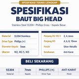 Baut Big Head M2 M2.5 M3 Stainless Steel SS304 Sekrup Kepala Besar 7mm - Screw 2mm 2.5mm 3mm - foto 3