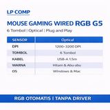 Mouse Gaming Kabel Wired RGB Optical 6 Tombol 3200 DPI USB Plug and Play untuk Laptop PC Mac - foto 4
