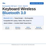 Keyboard Bluetooth Wireless Mini Rechargeable Android iOS Laptop Tablet Smartphone 9 Inch - foto 2