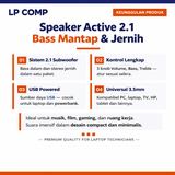 Speaker Active 2.1 Stereo Subwoofer USB 3.5mm Audio Jack Bass PC Laptop Komputer Garansi 1 Tahun - foto 2