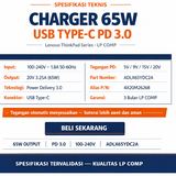 Charger Casan Type C 65W USB-C 20V 3.25A ThinkPad T480 T480s T580 X280 PD 3.0 - foto 4