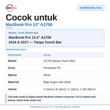 Baut MacBook Pro 13 Inch A1708 2016 2017 Casing Bawah Pentalobe P5 Screw Back Cover Sekrup Presisi - foto 3
