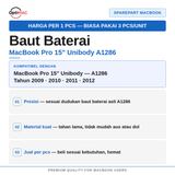 Baut Baterai MacBook Pro 15 Inch Unibody A1286 1pcs - Sekrup Screw Baterai 2009 2012 - foto 2