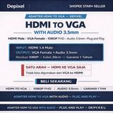 Depixel Converter HDMI to VGA 1080P Audio 3.5mm 20cm Adapter Proyektor Monitor Garansi 1 Tahun - foto 2
