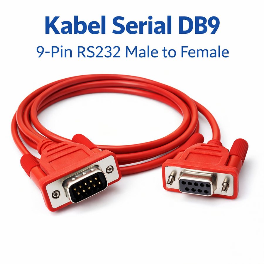 Kabel Serial DB9 9-Pin RS232 Male to Female Extension Koneksi Data Stabil 1.5m