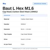 Baut L Hex M1.6 Carbon Steel DIN912 Cap Head 5pcs Screw Sekrup 1.6mm Hitam - foto 2