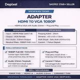 Depixel Converter HDMI to VGA 1080P Audio 3.5mm 20cm Adapter Proyektor Monitor Garansi 1 Tahun - foto 5