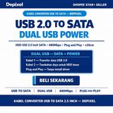 Kabel Sata to USB 2.0 Converter HDD SSD 2.5 Inch Dual Power Plug Play Depixel - foto 4