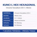 Kunci L Hex Hexagonal CR-V 0.7 0.9 1.27 1.5 2.0 2.5 3.0 mm Allen Key Wrench Presisi - foto 3
