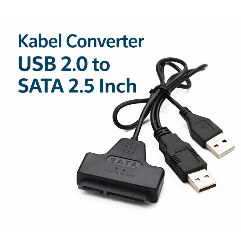 Kabel Sata to USB 2.0 Converter HDD SSD 2.5 Inch Dual Power Plug Play Depixel