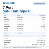 USB Hub Type C 7in1 HDMI 4K USB 3.0 SD TF Card Reader PD 87W Macbook Laptop Aluminium Slim Depixel - foto 5