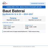 Baut Baterai MacBook Air 11 13 Inch 1pcs - Sekrup Screw A1370 A1465 A1369 A1466 Pengganti - foto 2