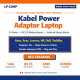 Kabel Power Laptop 3 Lubang 1.8 Meter IEC C5 Mickey Mouse Universal Asus Acer HP Toshiba - foto 2