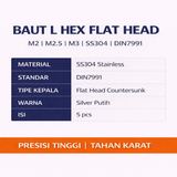 5pcs Baut Hex L Flat Head M2 M2.5 M3 Stainless Steel Sekrup 2mm 2.5mm 3mm Kuat Presisi Screw - foto 2