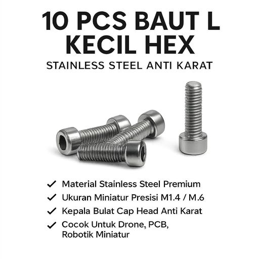 10pcs Baut L Hex M1.4 M1.6 Cap Head Stai