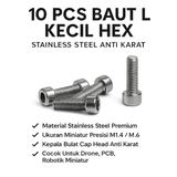 10pcs Baut L Hex M1.4 M1.6 Cap Head Stainless Steel SS304 Anti Karat Elektronik Sekrup DIN912 - foto 1