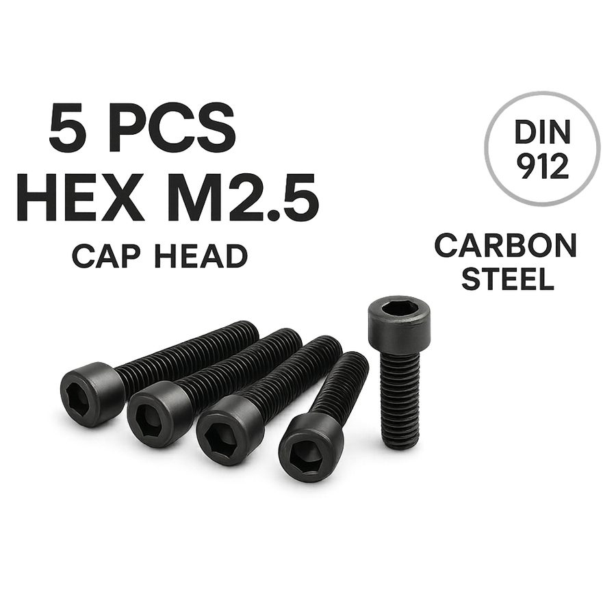 5pcs Baut Hex L M2.5 Cap Head Carbon Steel 2.5mm Screw Sekrup Hitam DIY Elektronik Printer Komputer