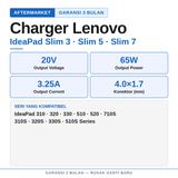 Charger Adaptor Casan IdeaPad 510 510S 520 520S 4.0x1.7mm 20V 3.25A 65W - foto 2