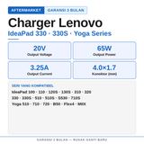 Charger Adaptor Casan IdeaPad V14 V15 V145 S145 110-15 110-17 4.0x1.7mm 65W - foto 2