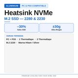 Heatsink SSD M.2 NVMe Aluminium PS5 PC 2280 2230 Pendingin Anti Overheat Thermal Pad Cooler - foto 2