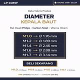 Baut Kecil Mikro M1 M1.2 M1.4 M1.6 M1.7 Flat Head Philips Carbon Steel Hitam 10pcs Screw - foto 3