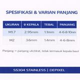 10pcs Baut M1.7 M2 Stainless Steel SS304 Drat Kasar Runcing Self-Tapping Philips Plus Sekrup 1.7mm - foto 2