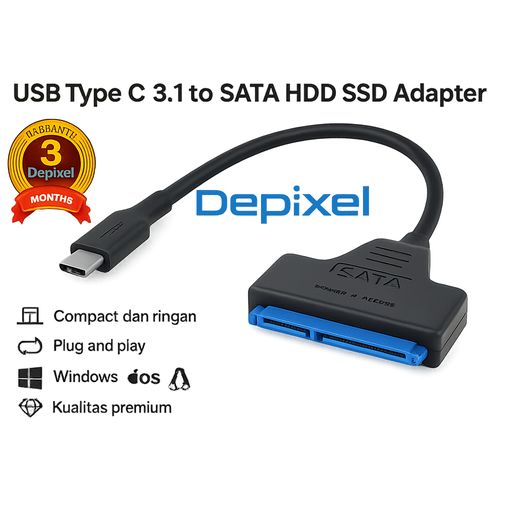 SSD External Harddisk USB Type C 3.1 Converter Kabel SATA to USB HDD 2.5 Inch Depixel