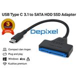 Kabel SATA to USB Type C 3.1 Adaptor HDD SSD 2.5 Inch Converter Depixel Transfer Data Cepat - foto 1