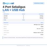 Hub USB Type C Type A to LAN RJ45 Ethernet 100Mbps 3 Port USB 2.0 Adapter Laptop MacBook Depixel - foto 4