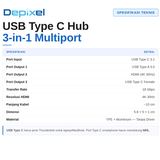 USB Type C to HDMI 3in1 Converter Adapter Hub 4K 30Hz Aluminium Multiport Macbook Laptop Depixel - foto 3