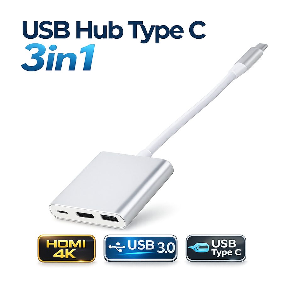 USB Type C to HDMI 3in1 Converter Adapter Hub 4K 30Hz Aluminium Multiport Macbook Laptop Depixel