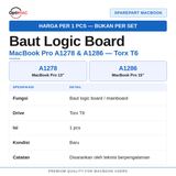 Baut Screw Logic Board Mainboard MacBook Pro 13 A1278 2009 2010 2011 2012 Torx T6 1pcs - foto 2