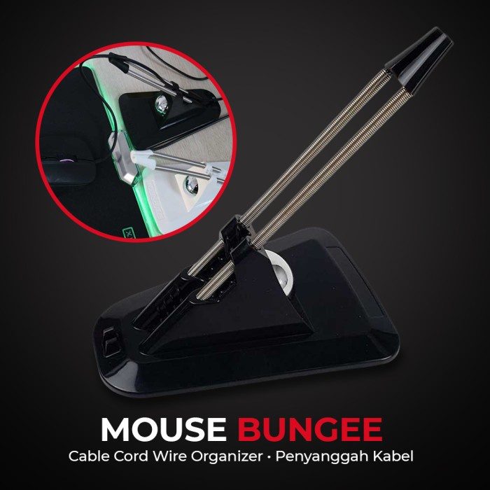 Mouse Bungee Cable Cord Wire Organizer Penyanggah Kabel - Black