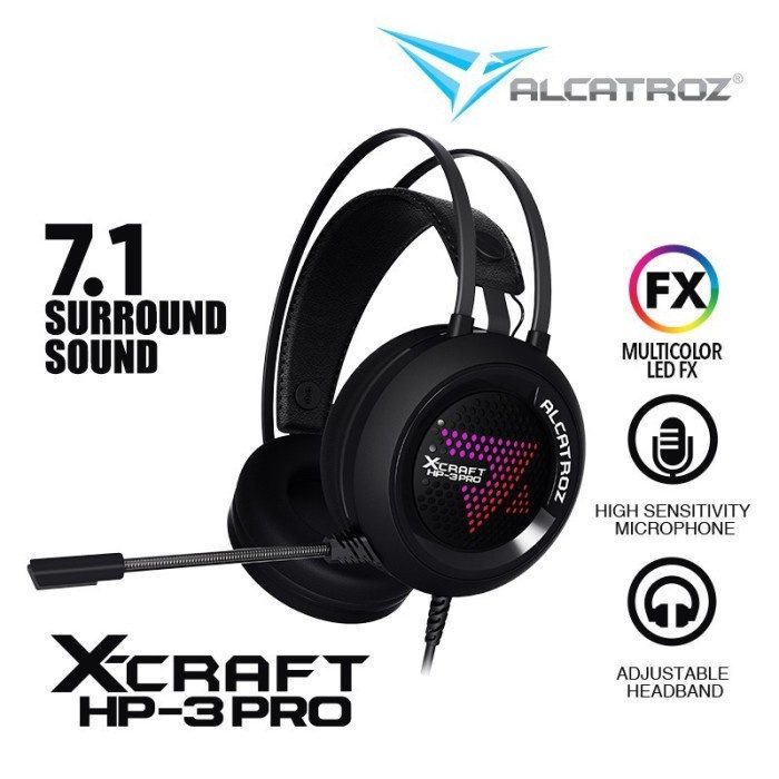 Headset Headphone Alcatroz Gaming 7.1 X-Craft HP 3 PRO RGB