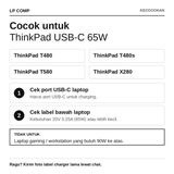 Charger Casan Type C 65W USB-C 20V 3.25A ThinkPad T480 T480s T580 X280 PD 3.0 - foto 2