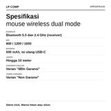 Mouse Wireless Bluetooth 5.0 2.4GHz Dual Mode Silent Click Rechargeable 1600DPI USB-C - foto 2