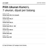 Kunci L Hex Hexagonal CR-V 0.7 0.9 1.27 1.5 2.0 2.5 3.0 mm Allen Key Wrench Presisi - foto 2