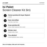 Pembersih Laptop LCD Keyboard 3in1 Cleaning Kit Cairan Depixel Microfiber Kuas Screen Cleaner - foto 2
