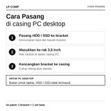 Bracket Mounting HDD SSD 2.5 ke 3.5 Inch Dudukan Konversi Harddisk PC Desktop Plus Baut - foto 3